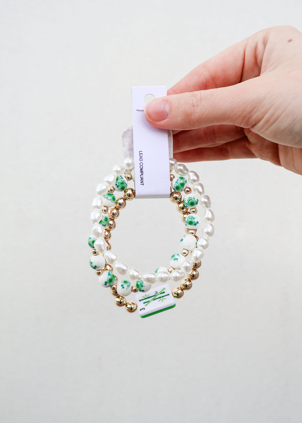 3 Row Pearl w/Mahjong Bracelet