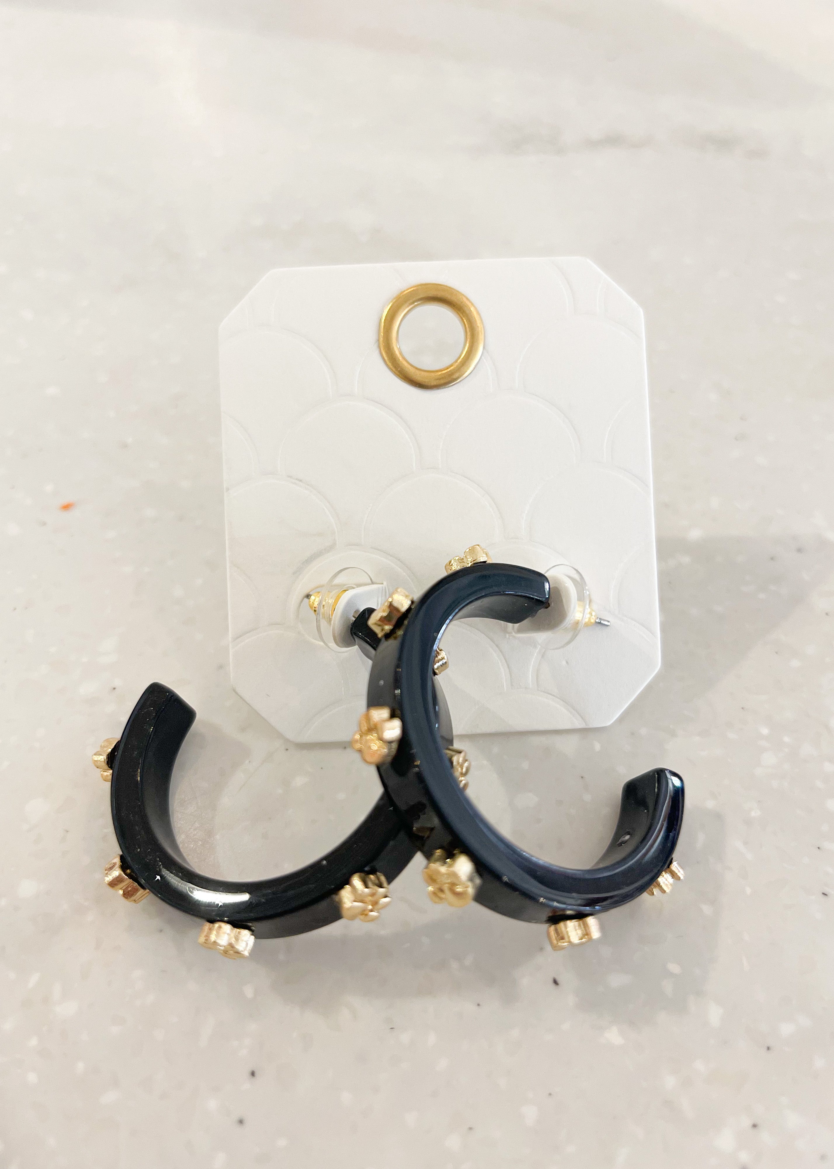 Studded Paw Acrylic Hoops