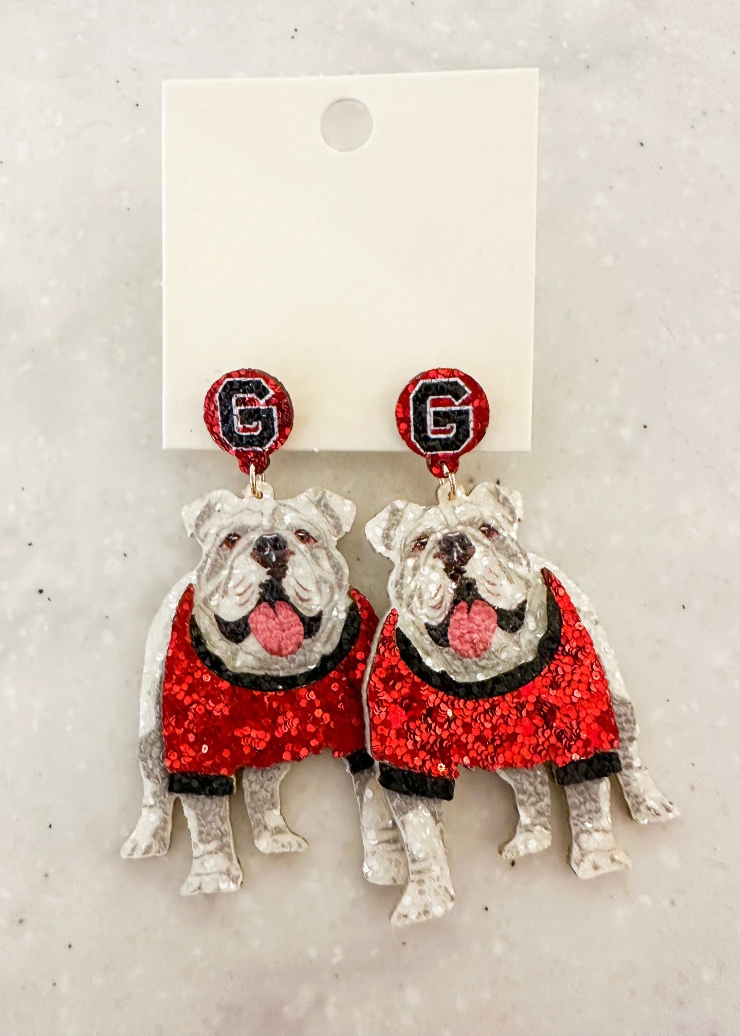 Georgia Bulldog Glitter Earrings