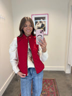 Quilted Vest with Suede Piping Detail