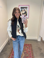 Quilted Vest with Suede Piping Detail