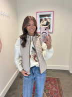 Quilted Vest with Suede Piping Detail