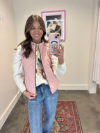 Quilted Vest with Suede Piping Detail