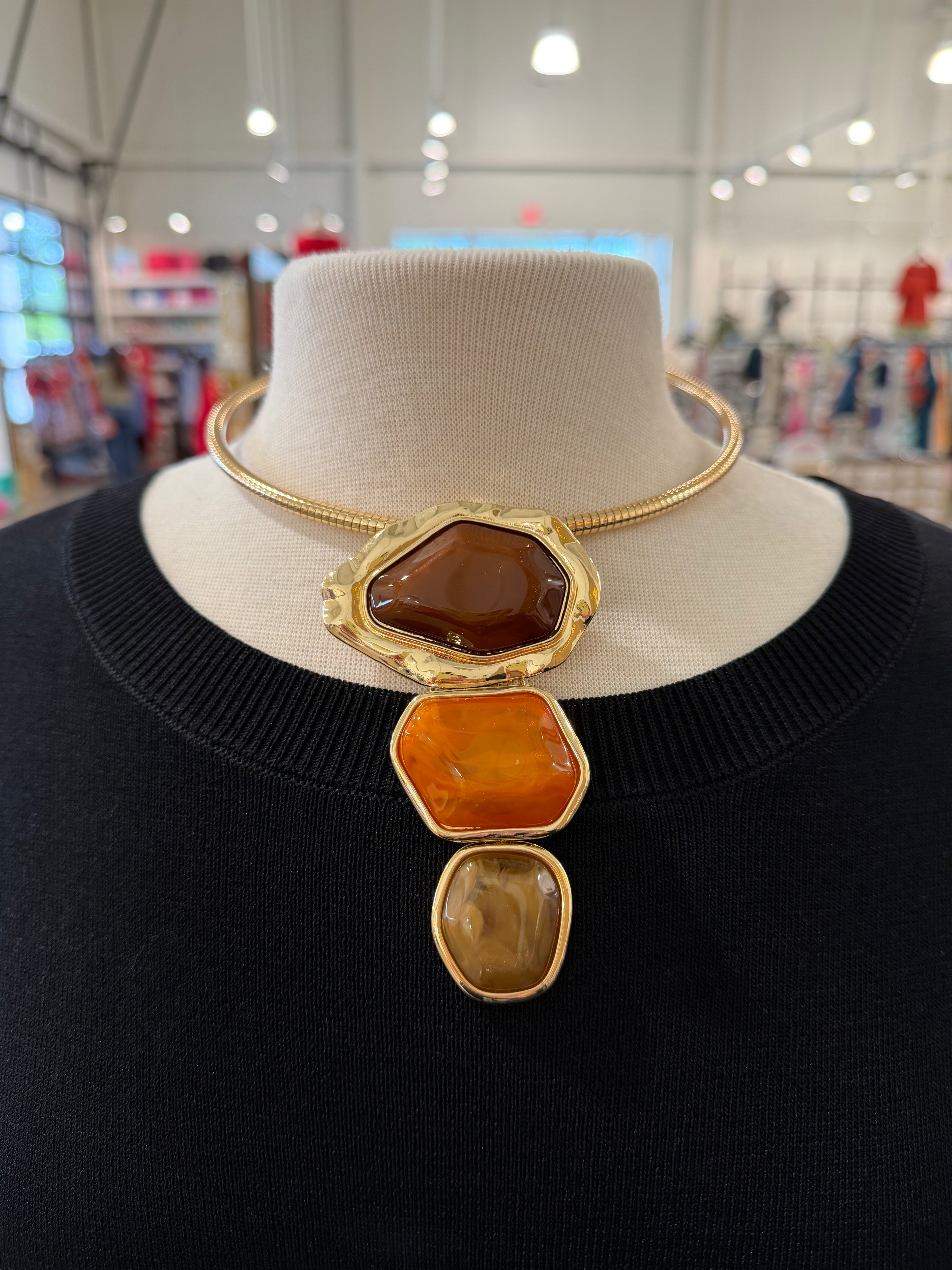 3 Geometric Charm Omega Necklace Set