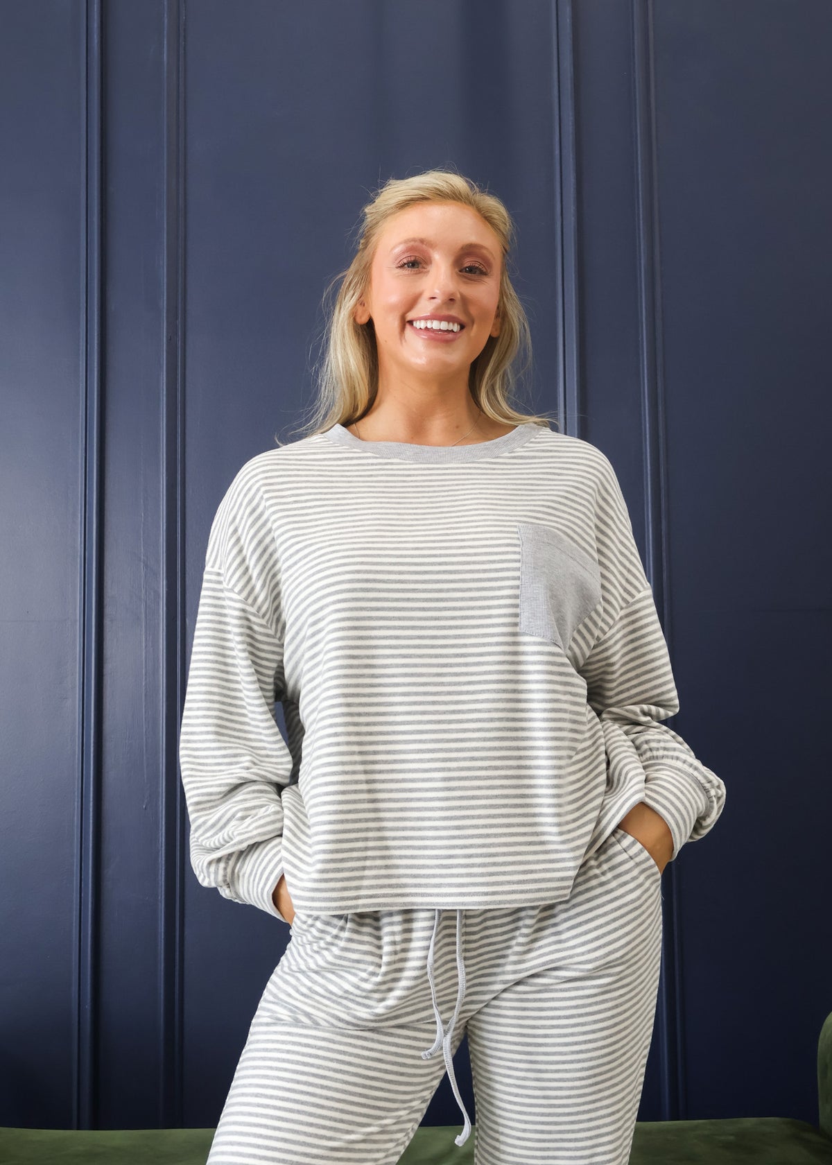 Delphine Striped Pocket Top