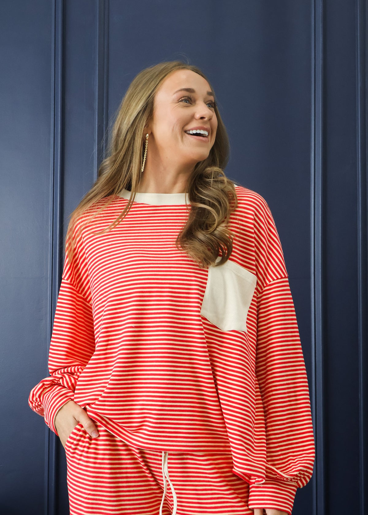 Delphine Striped Pocket Top