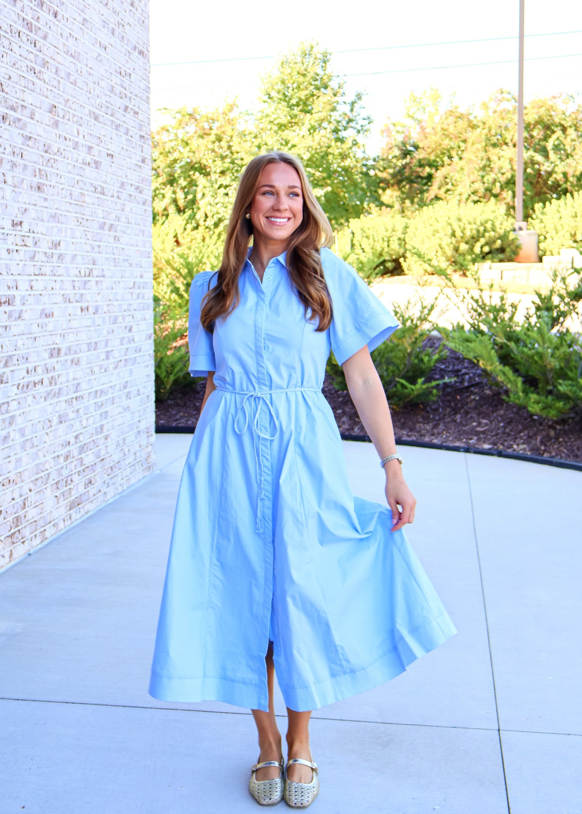 Evelyn Tie Waist Collar Dress