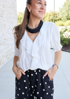 Henry Ruffle Blouse in Off White
