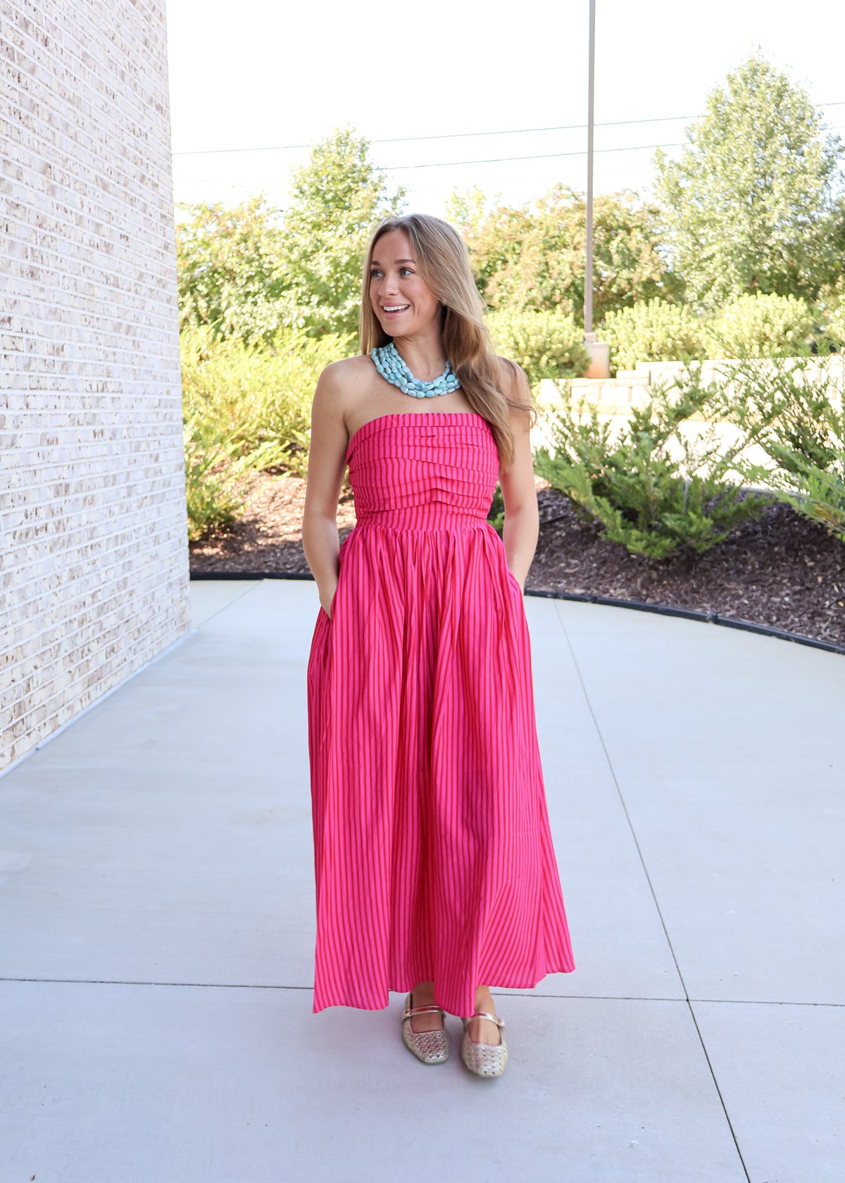 Allison Strapless Striped Maxi Dress