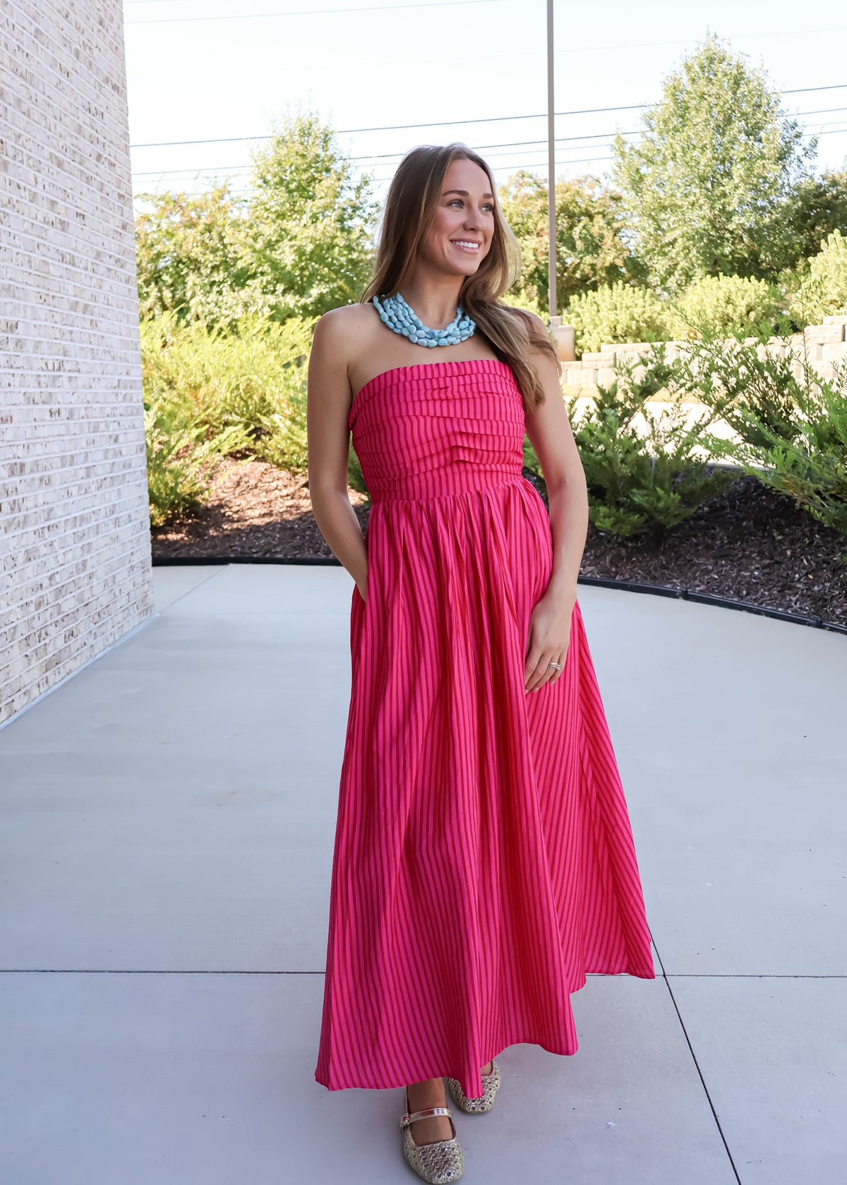 Allison Strapless Striped Maxi Dress