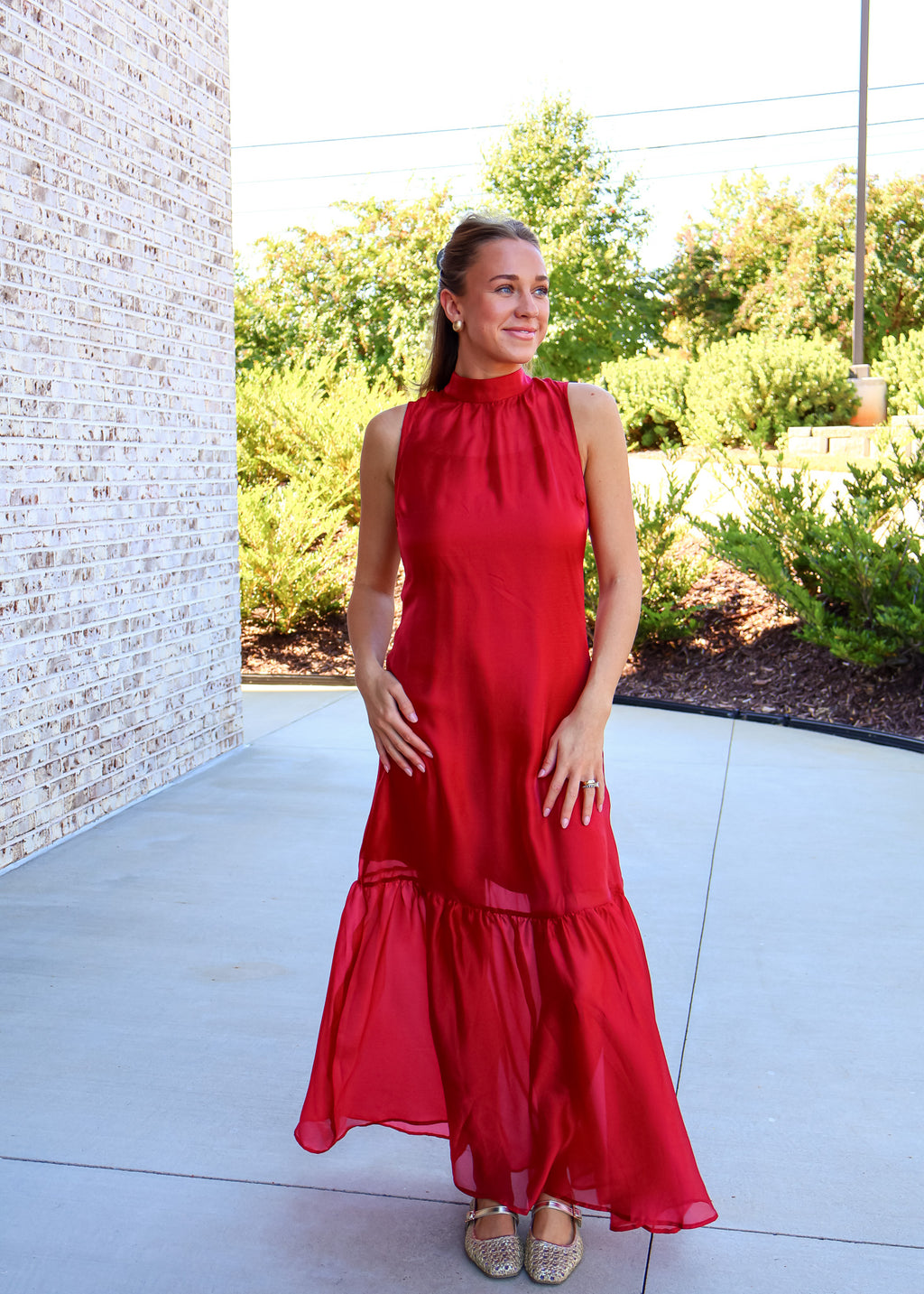 Evie High Neck Sheer Maxi Dress