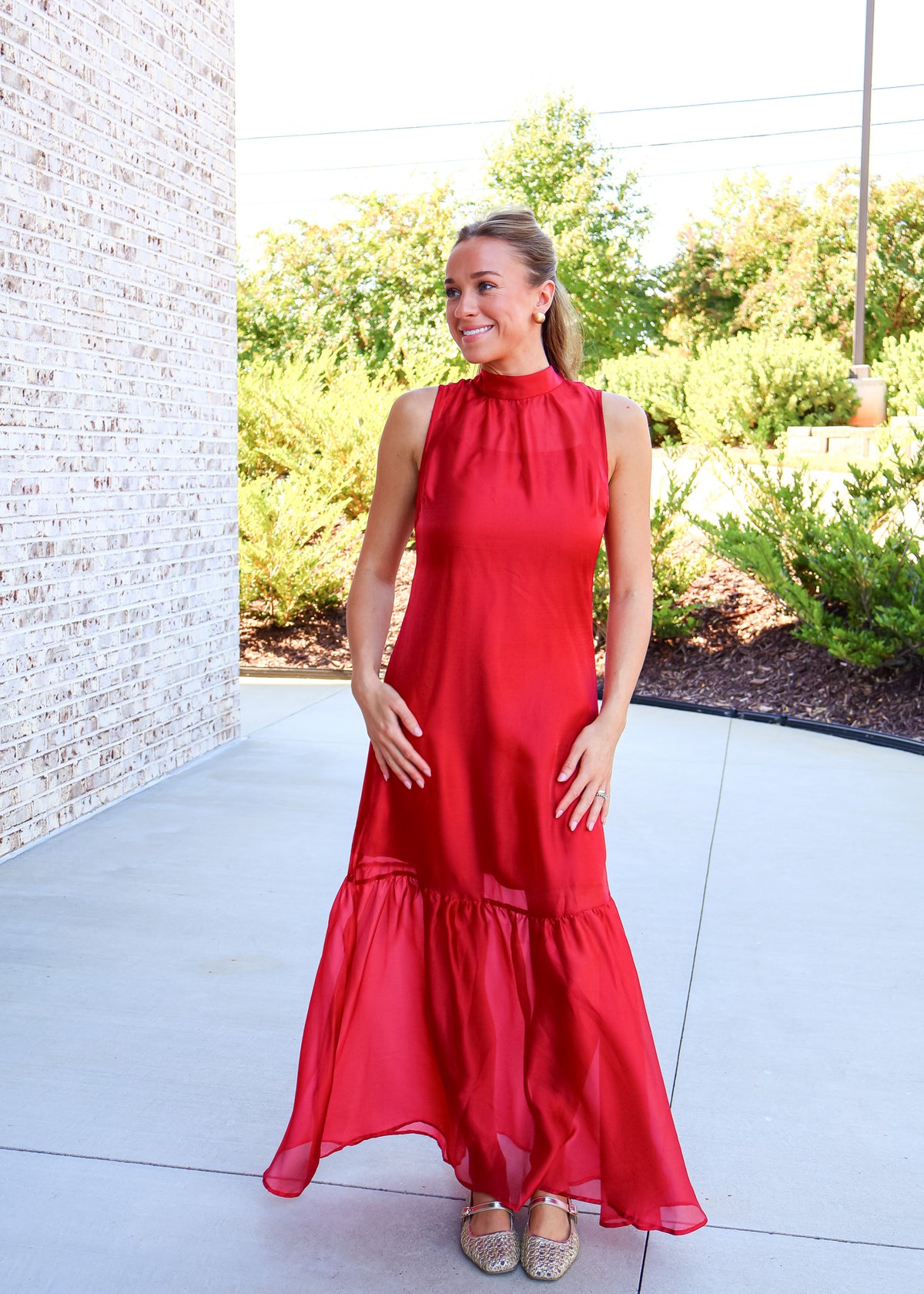Evie High Neck Sheer Maxi Dress