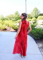 Evie High Neck Sheer Maxi Dress