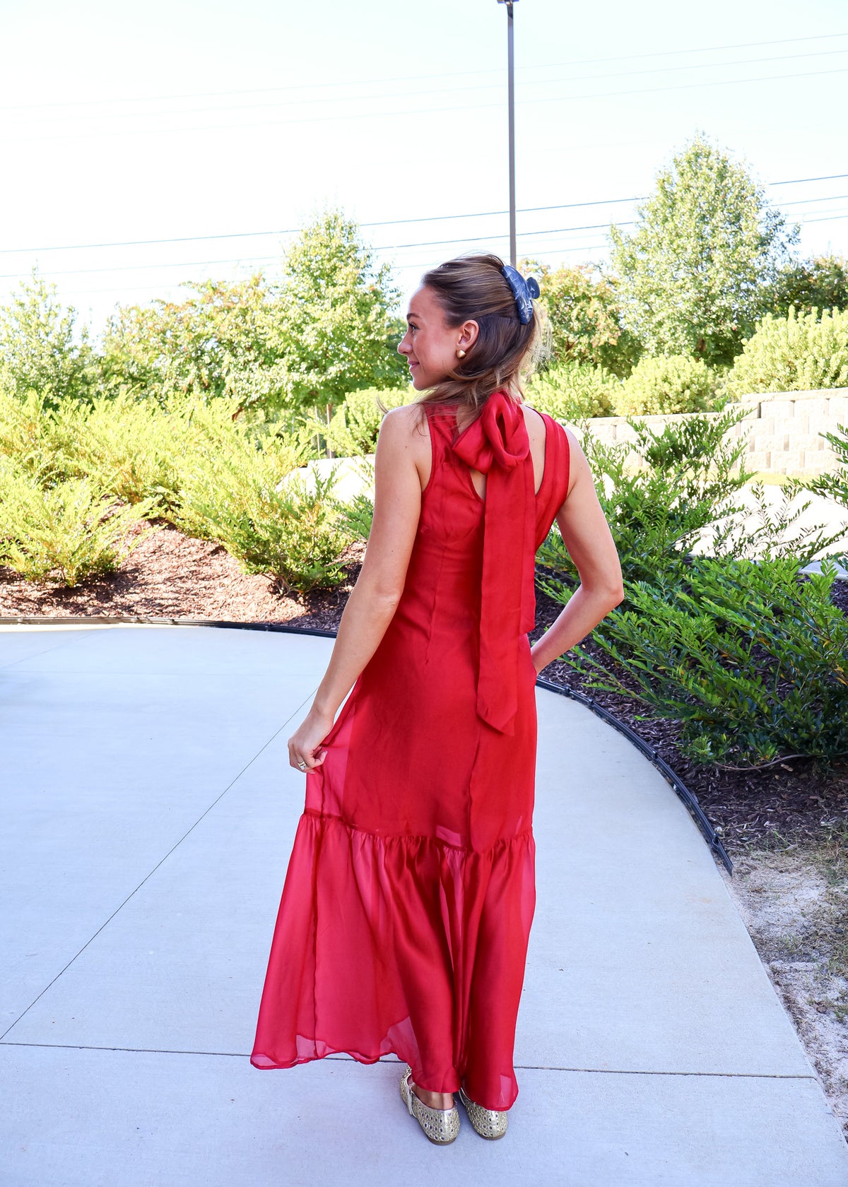 Evie High Neck Sheer Maxi Dress