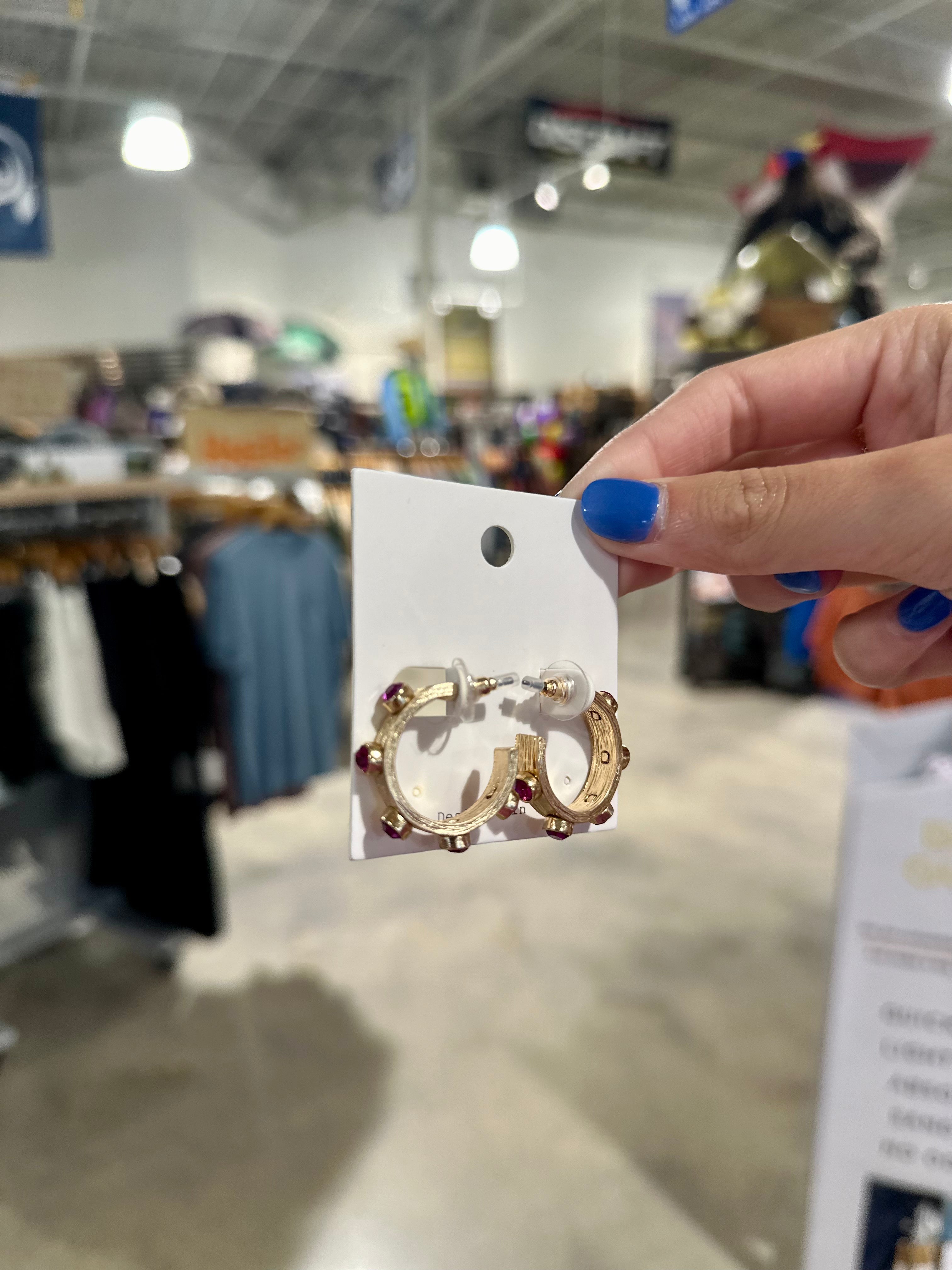 25mm Crystal Station Textured Hoops