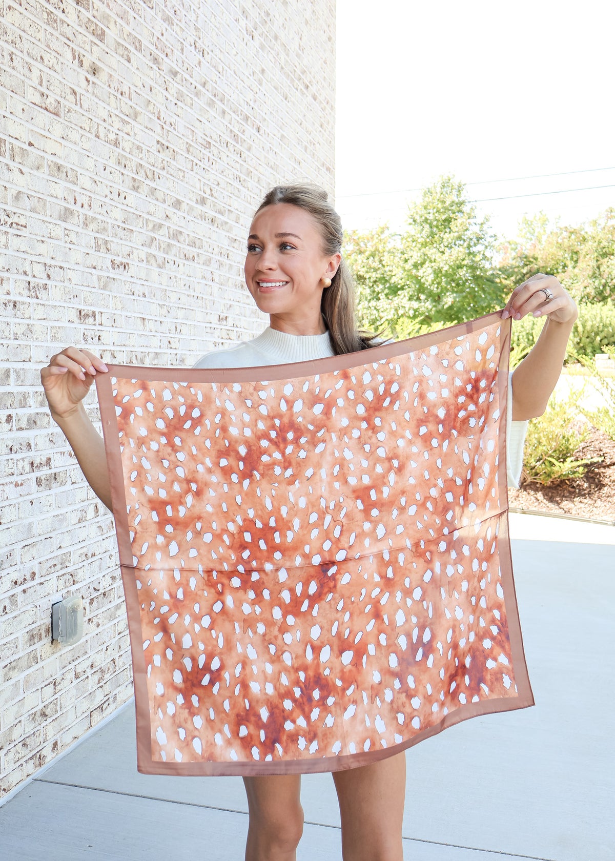 Deer Print Silky Bandana Scarf