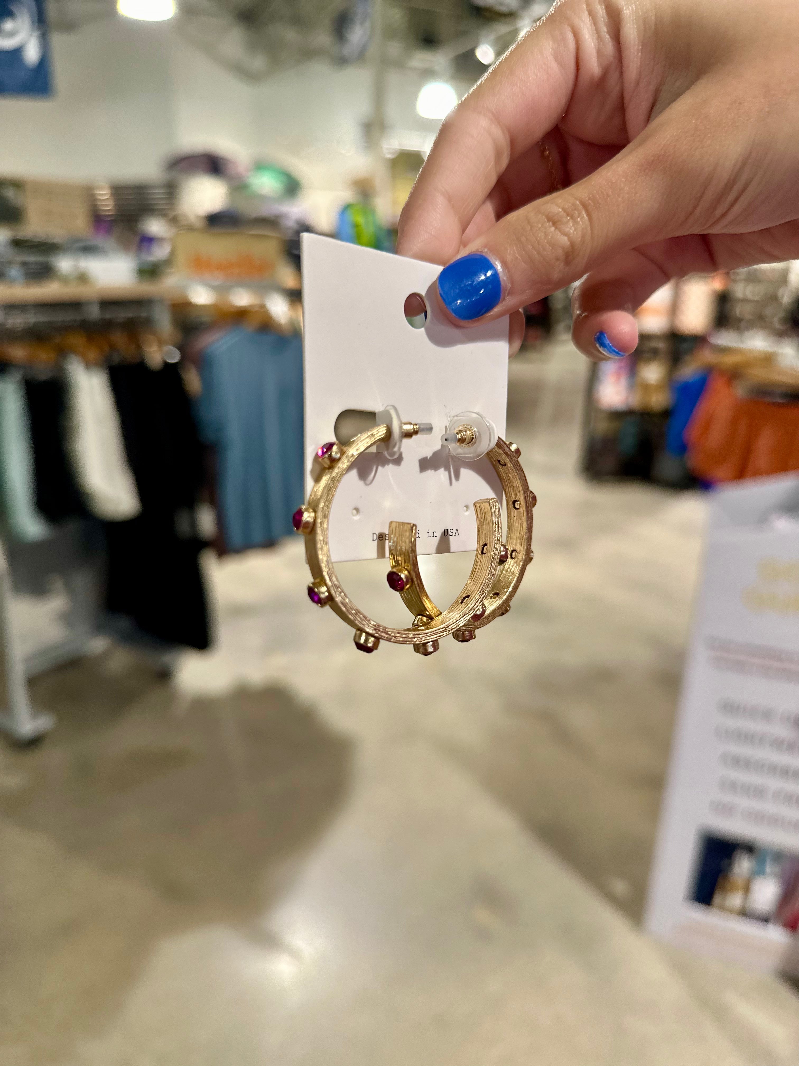 45mm Crystal Station Textured Hoops