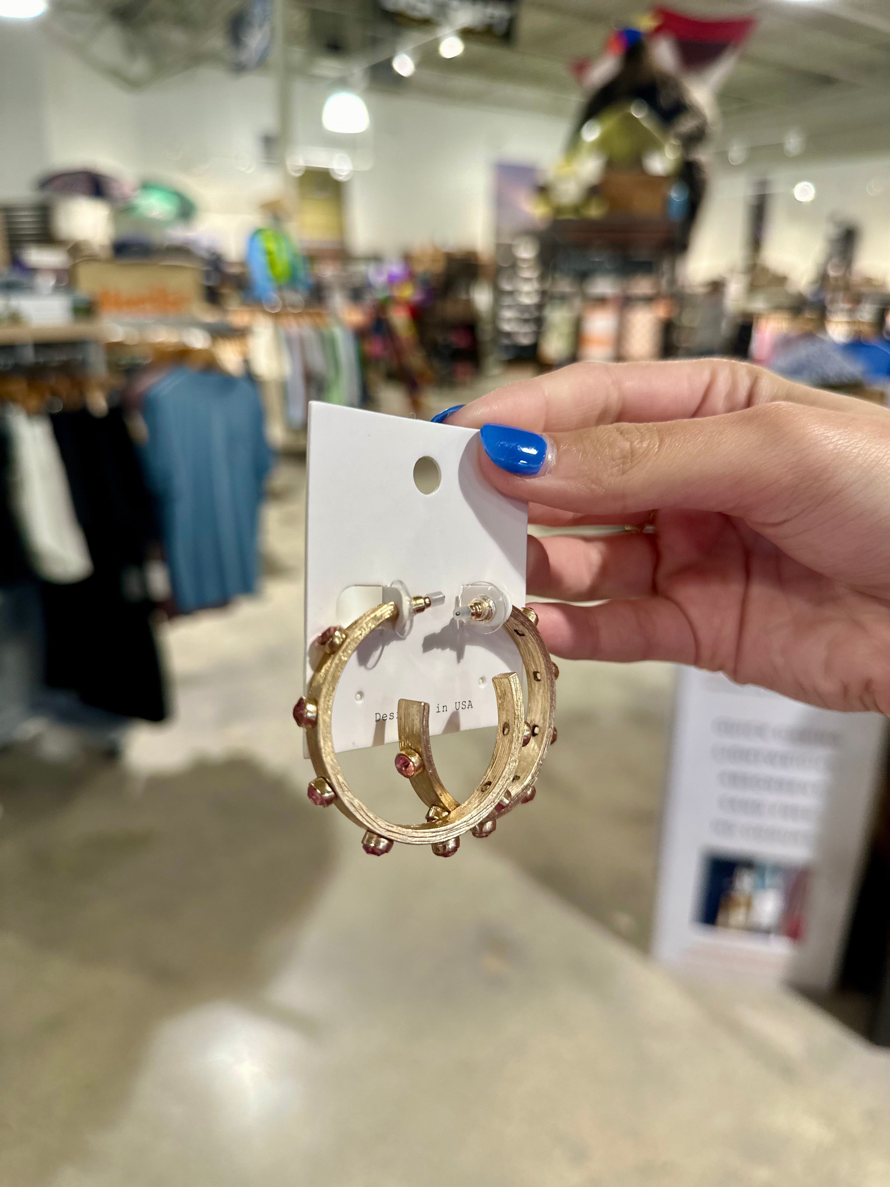 45mm Crystal Station Textured Hoops