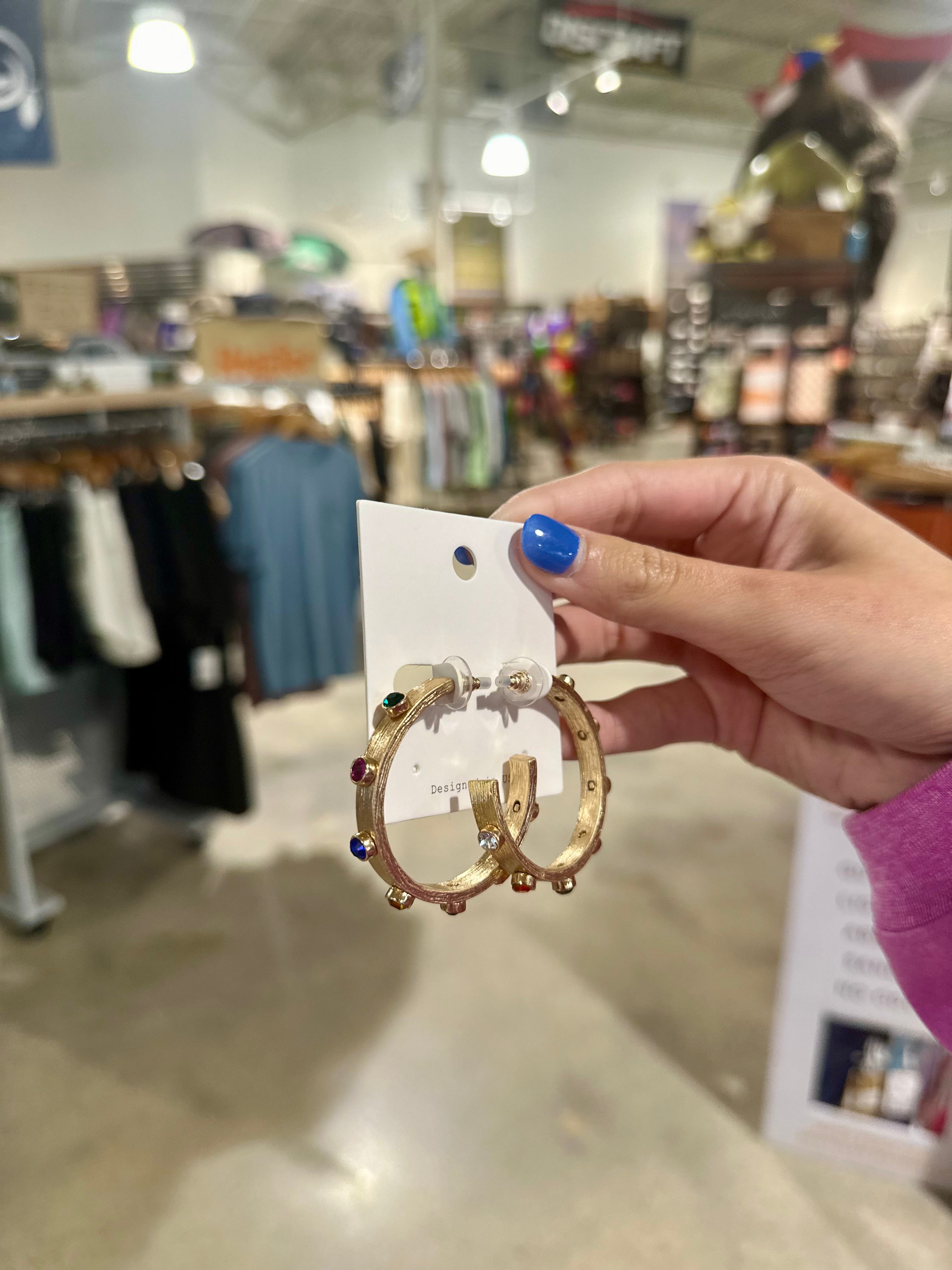 45mm Crystal Station Textured Hoops