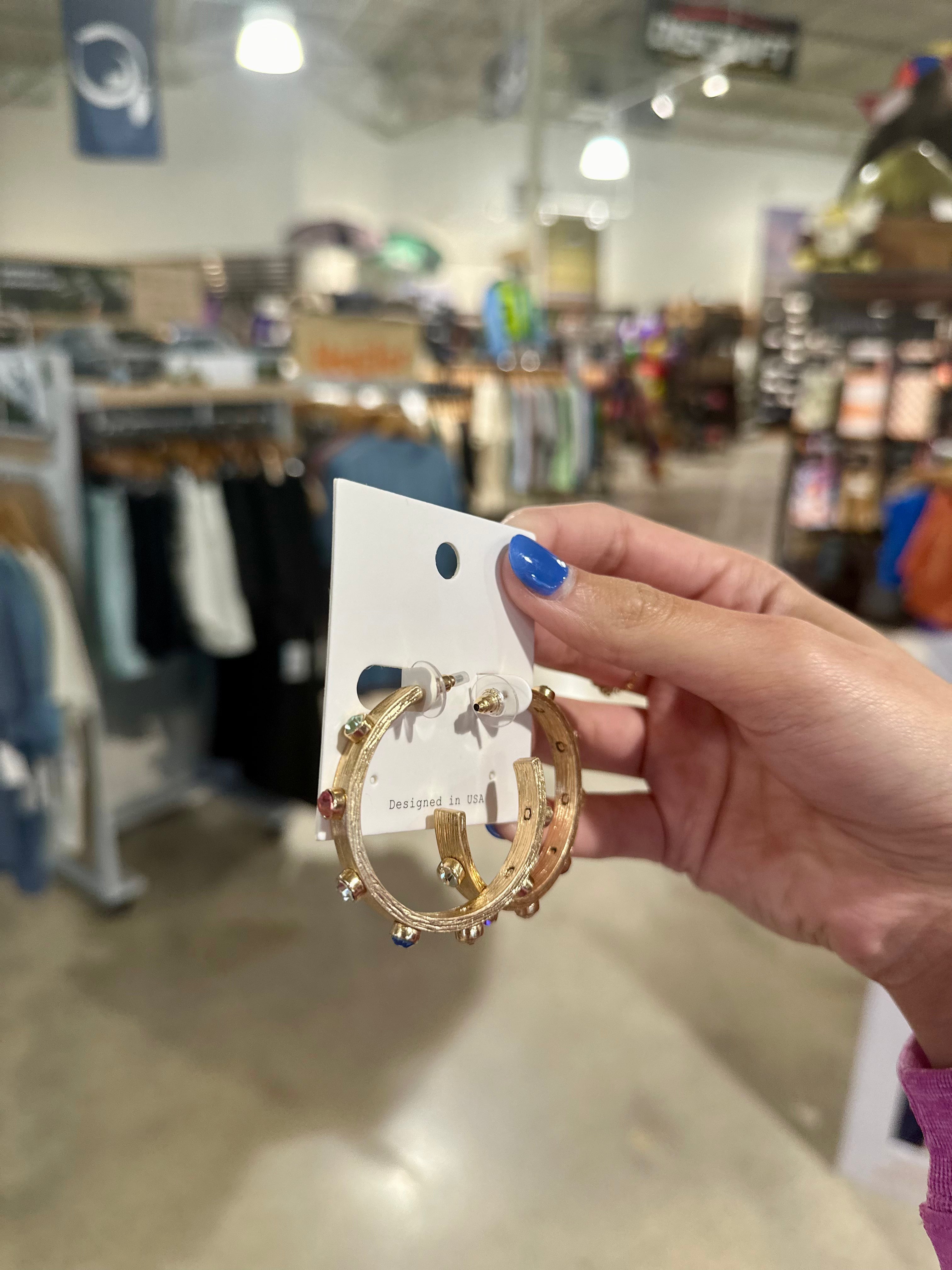 45mm Crystal Station Textured Hoops