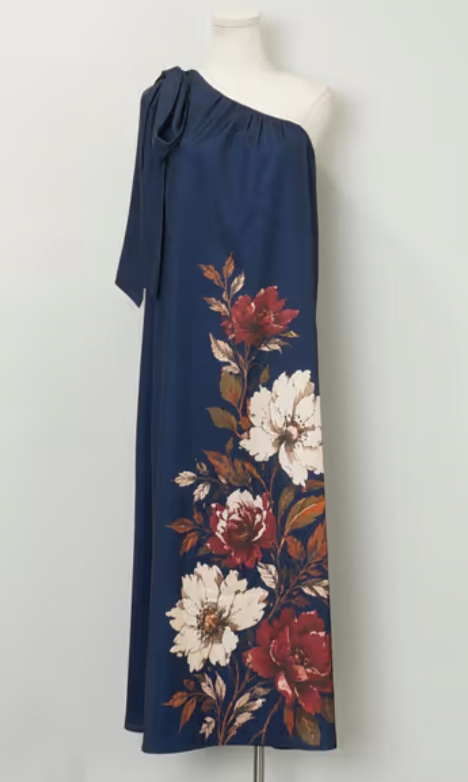Fall in Bloom One Shoulder Maxi Dress