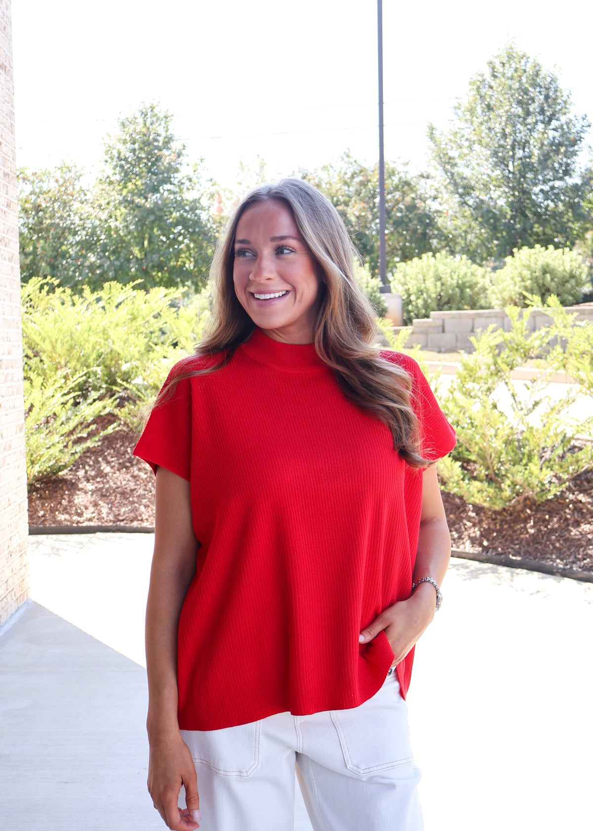 Genevieve Viscose Mock-Neck Boxy Sweater