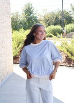 Serena Striped Rib-Banded Top