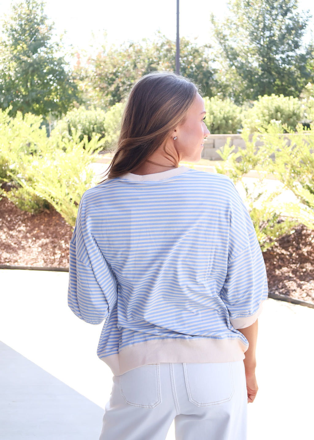Serena Striped Rib-Banded Top