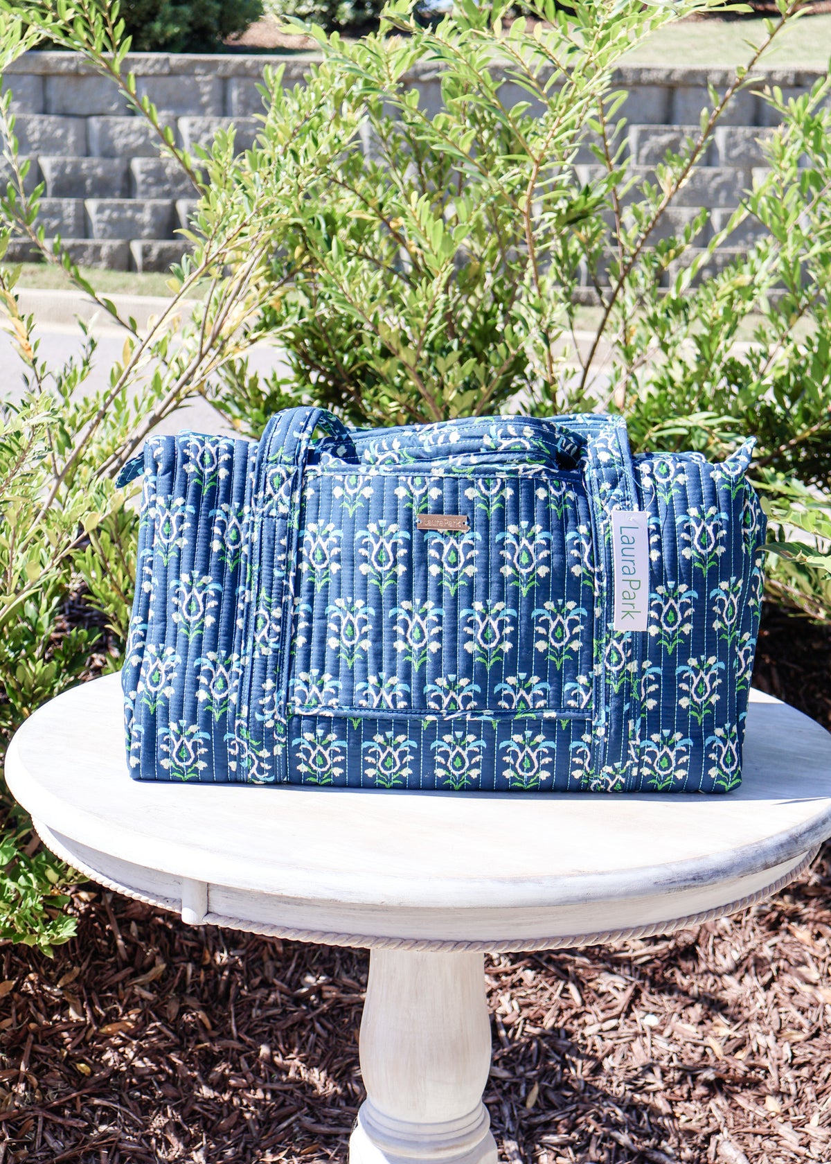 Rosemary Indigo Quilted Signature Duffle Bag