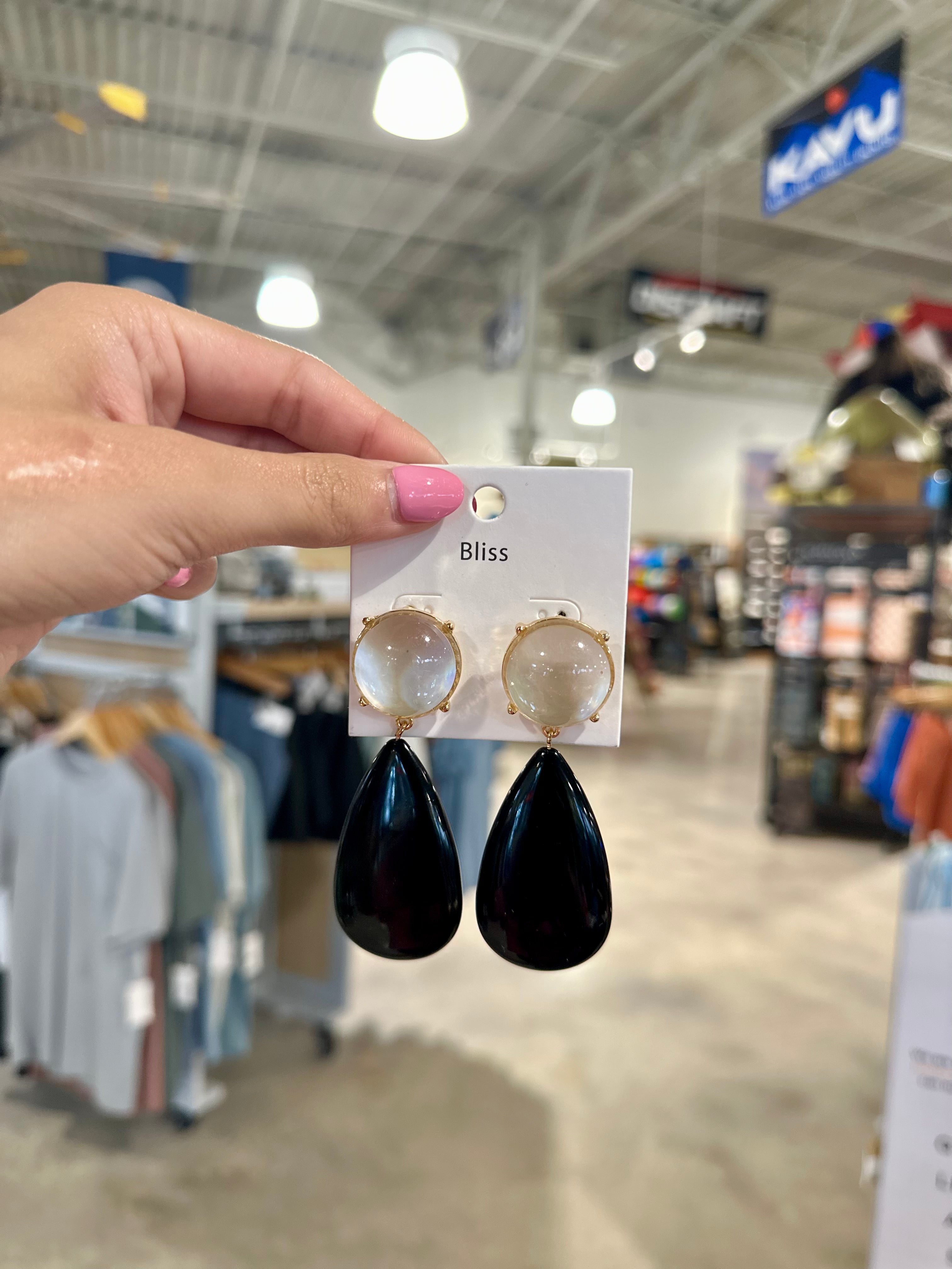 Teardrop & Round Acrylic Drop Earrings