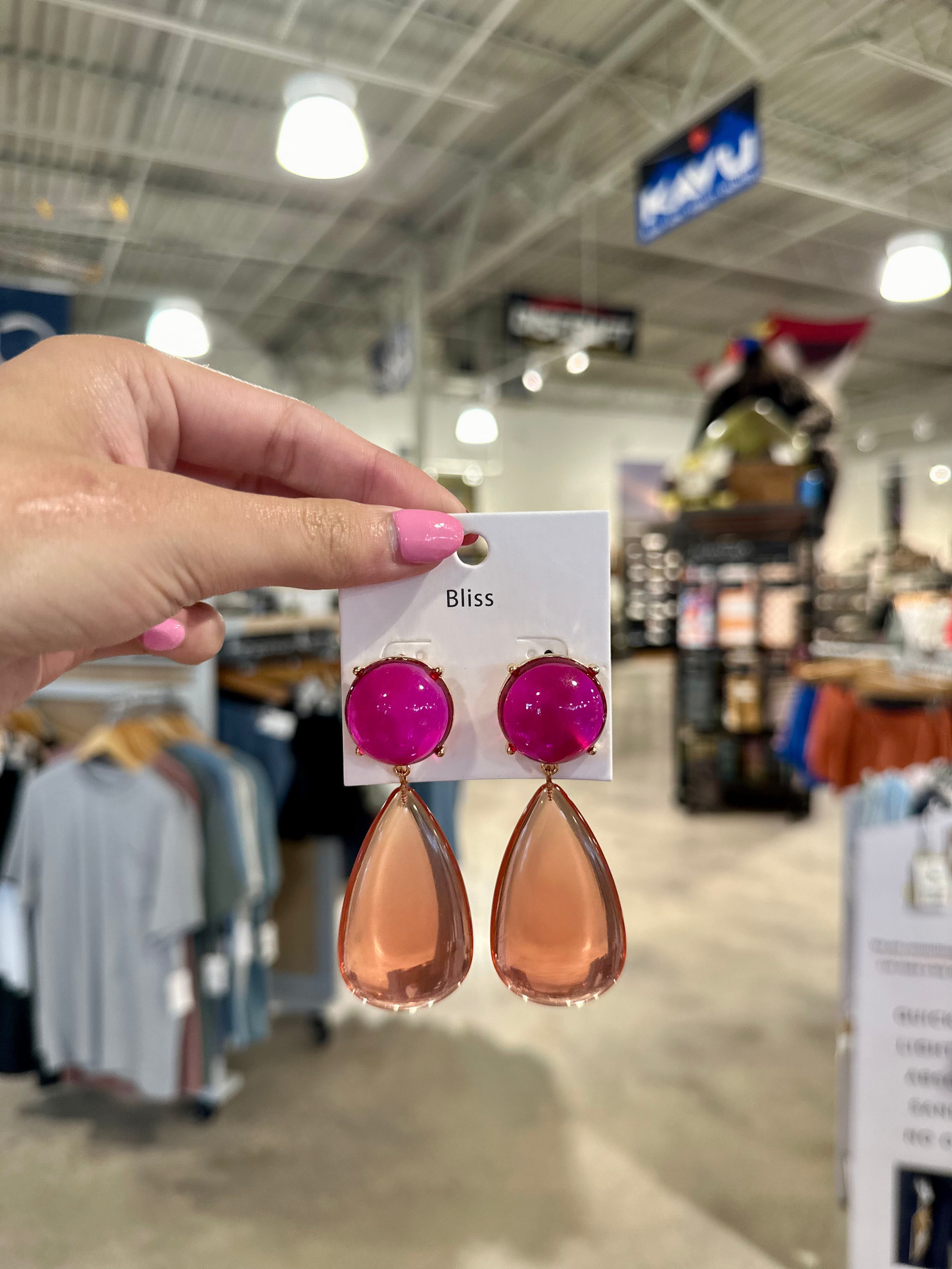 Teardrop & Round Acrylic Drop Earrings