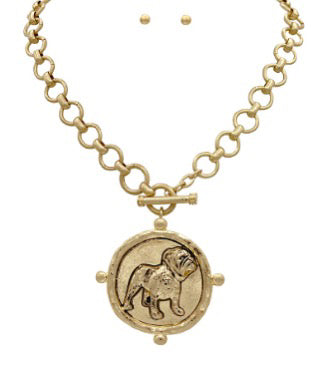 Bulldog Medallion Necklace