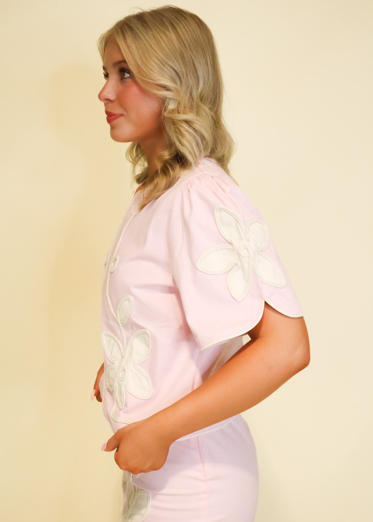 Lena Floral Appliqué Top