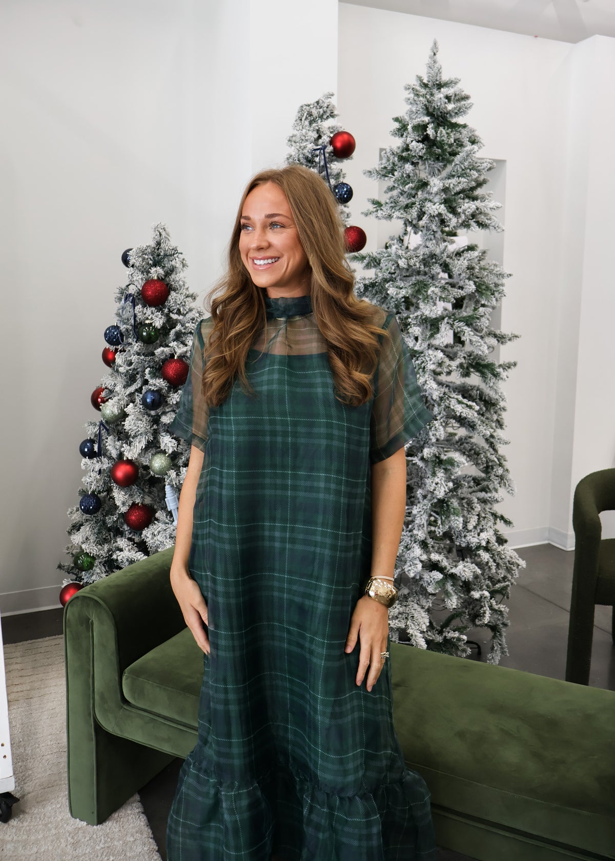Clara Plaid Midi Dress