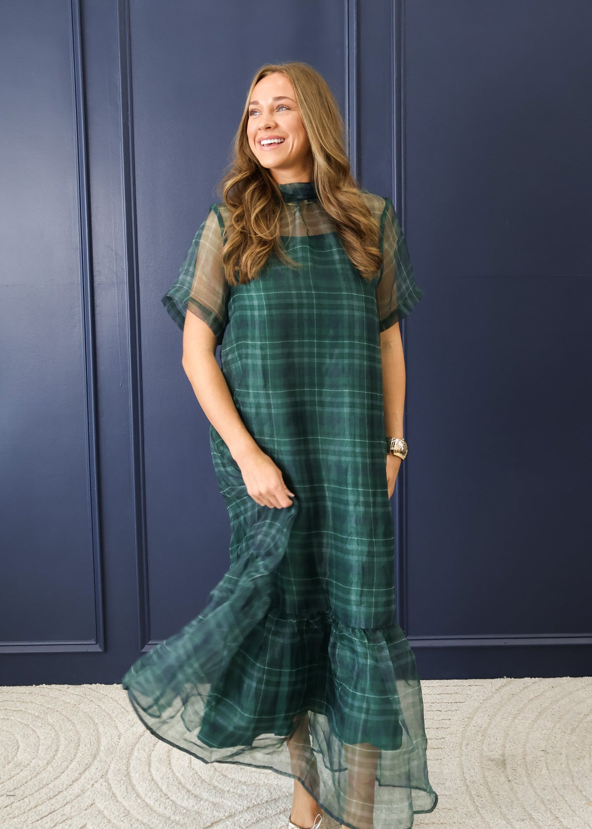 Clara Plaid Midi Dress