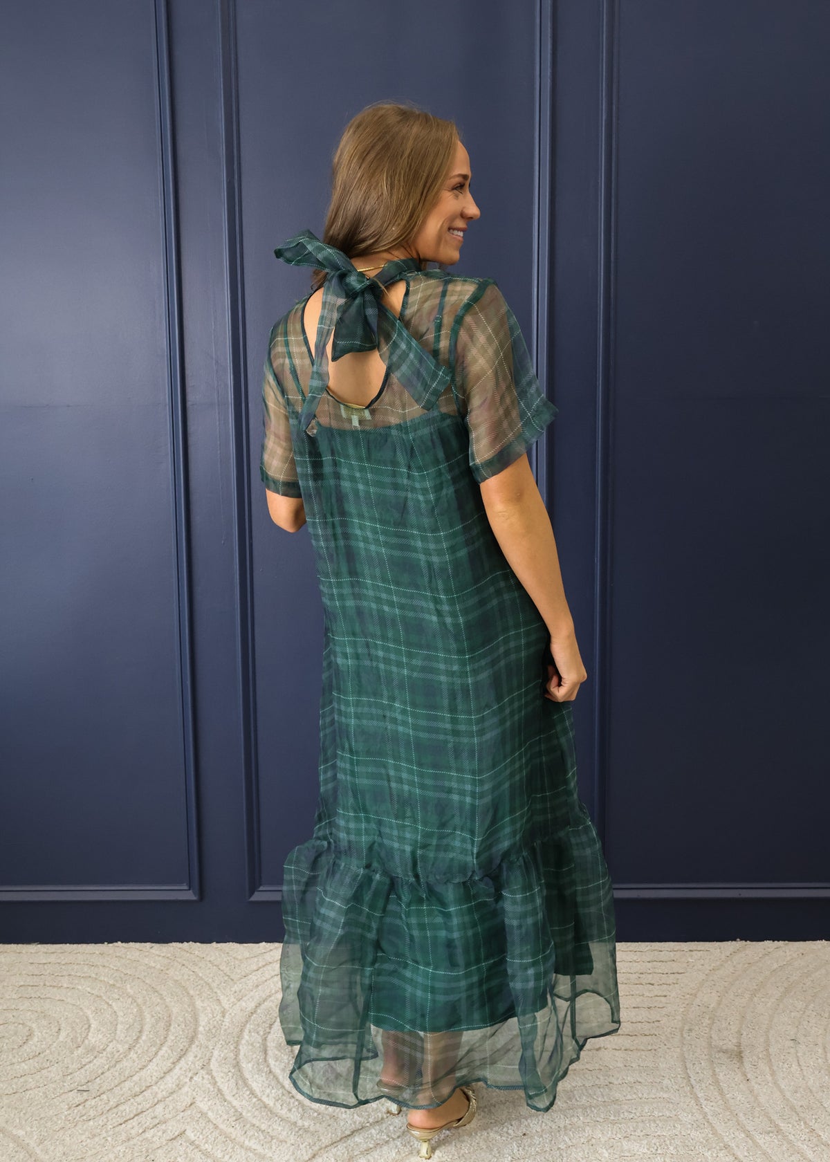 Clara Plaid Midi Dress