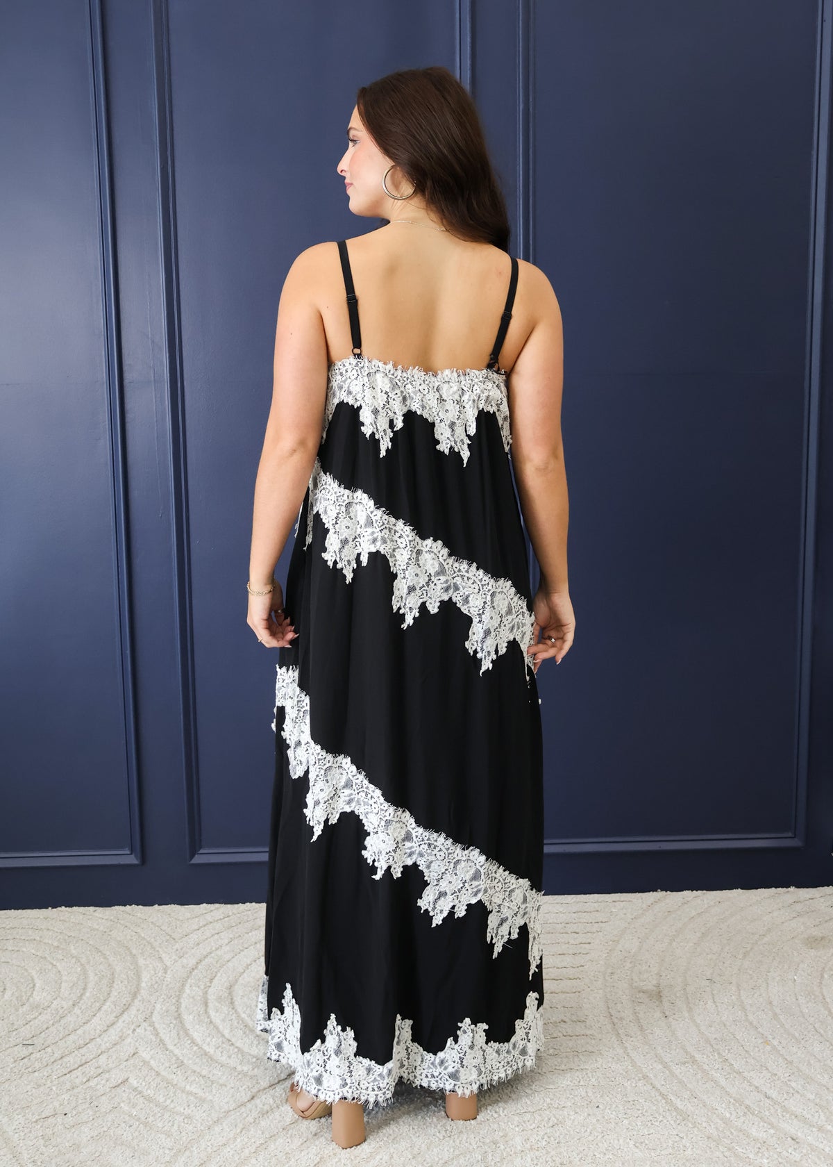 Gianna Lace Trim Midi Dress