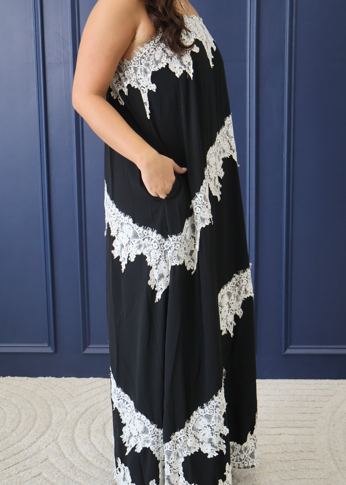 Gianna Lace Trim Midi Dress