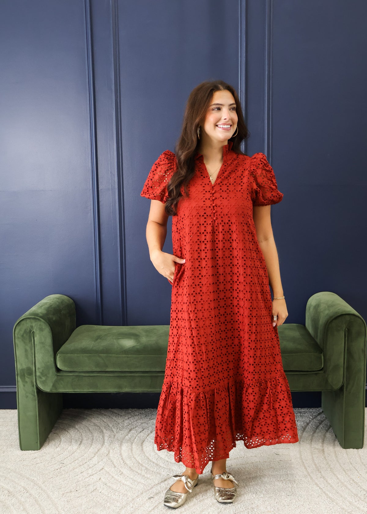 Holland Puff Sleeve Midi Dress
