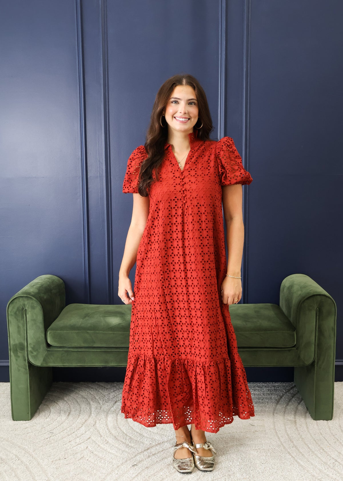 Holland Puff Sleeve Midi Dress