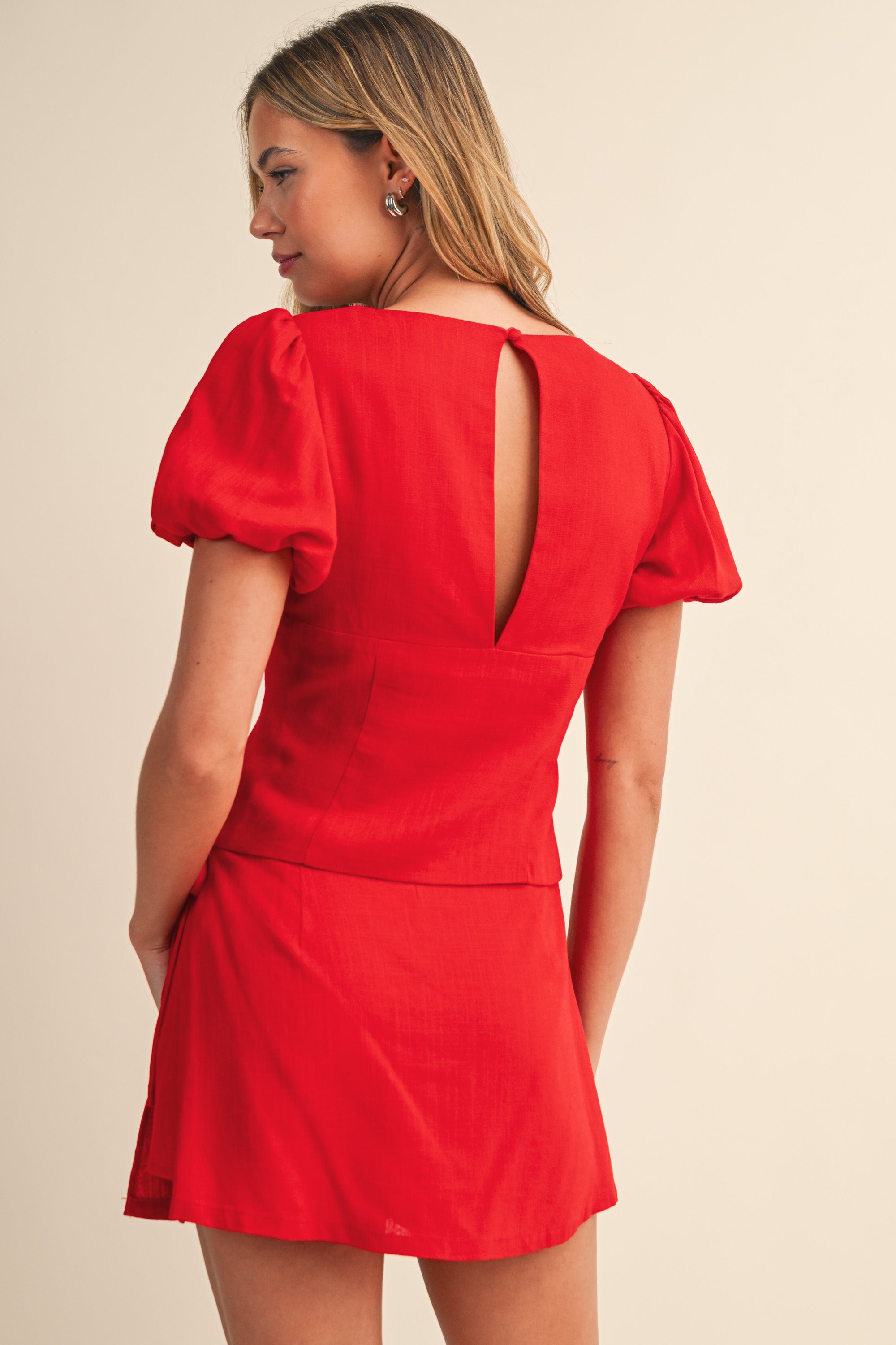 Tied Top Linen Skirt Set