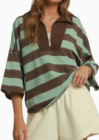 Weekend Striped Collar Top