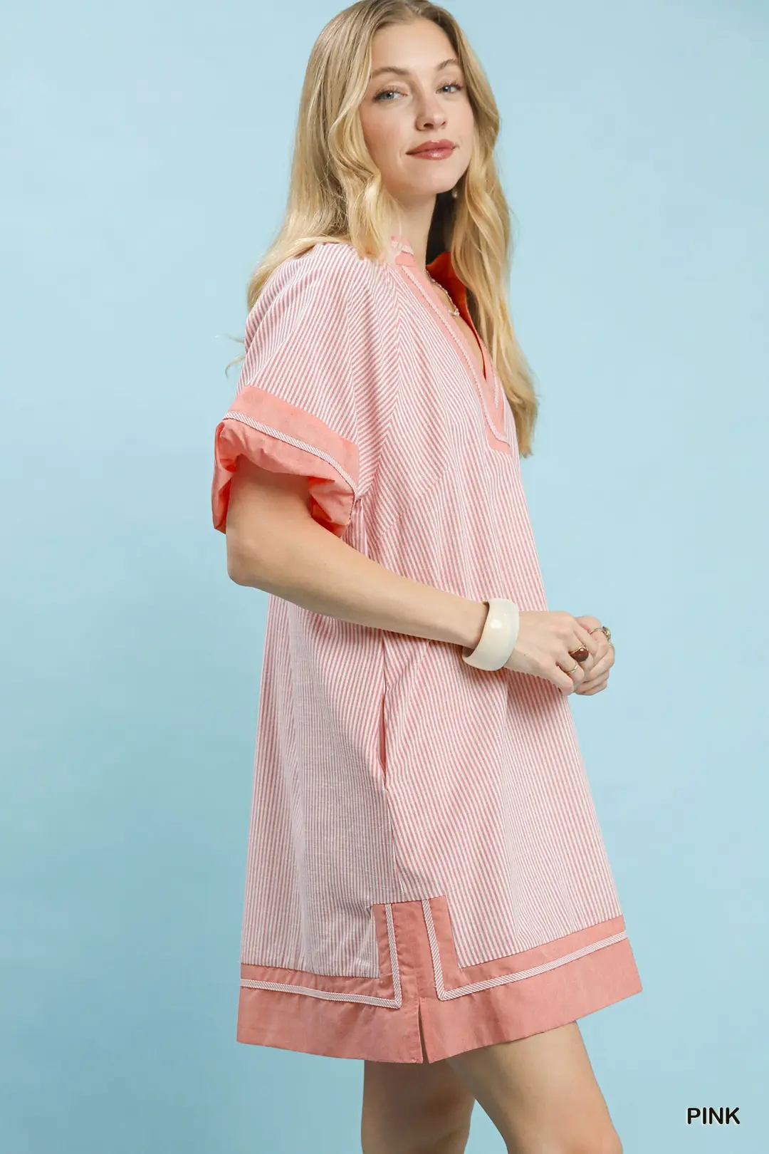 Maisie Striped Mixed V-Neck Mini Dress