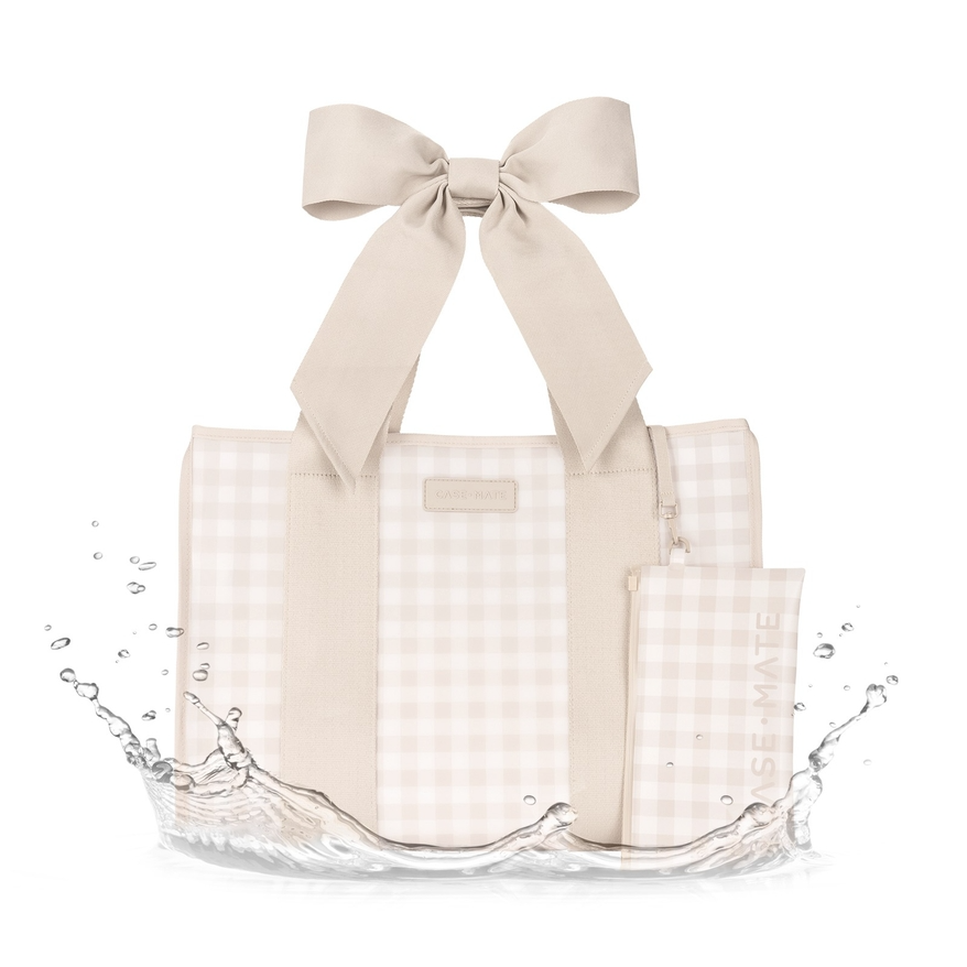 Amara Latte Gingham Bow Jelly Tote Bag