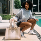 Amara Latte Gingham Bow Jelly Tote Bag