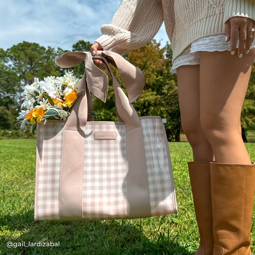 Amara Latte Gingham Bow Jelly Tote Bag