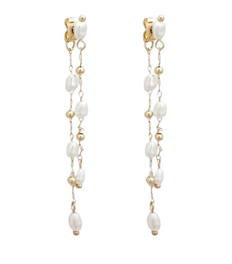 Linear Pearl Front & Back Earrings