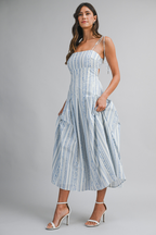 Juniper Shoulder-Tie Printed Midi Dress