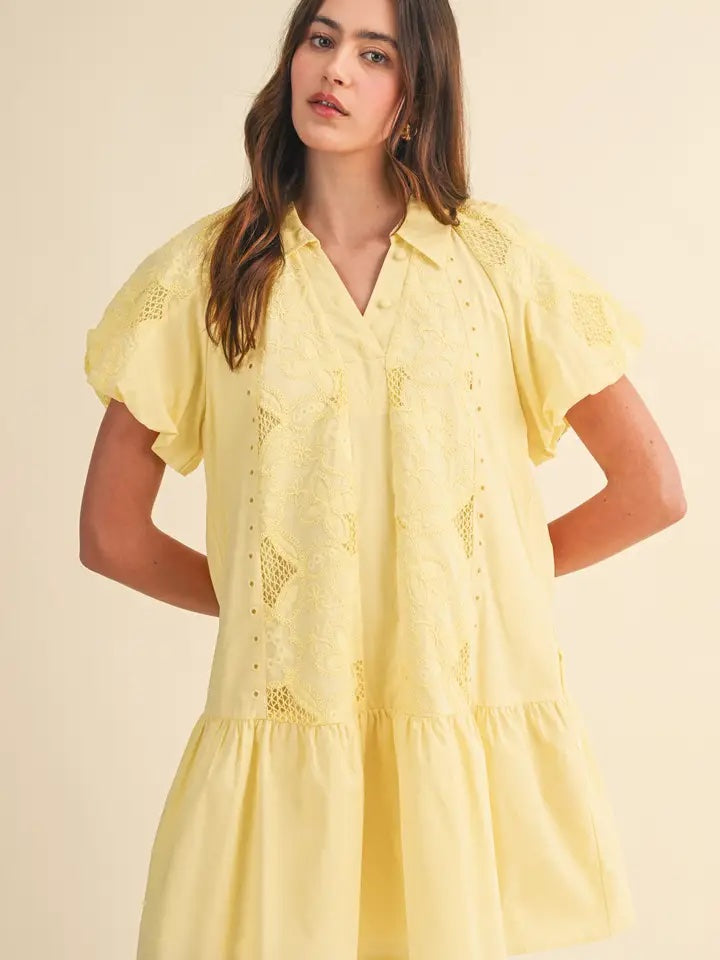 Seraphina Floral Embroidery Cut-Out Mini Dress