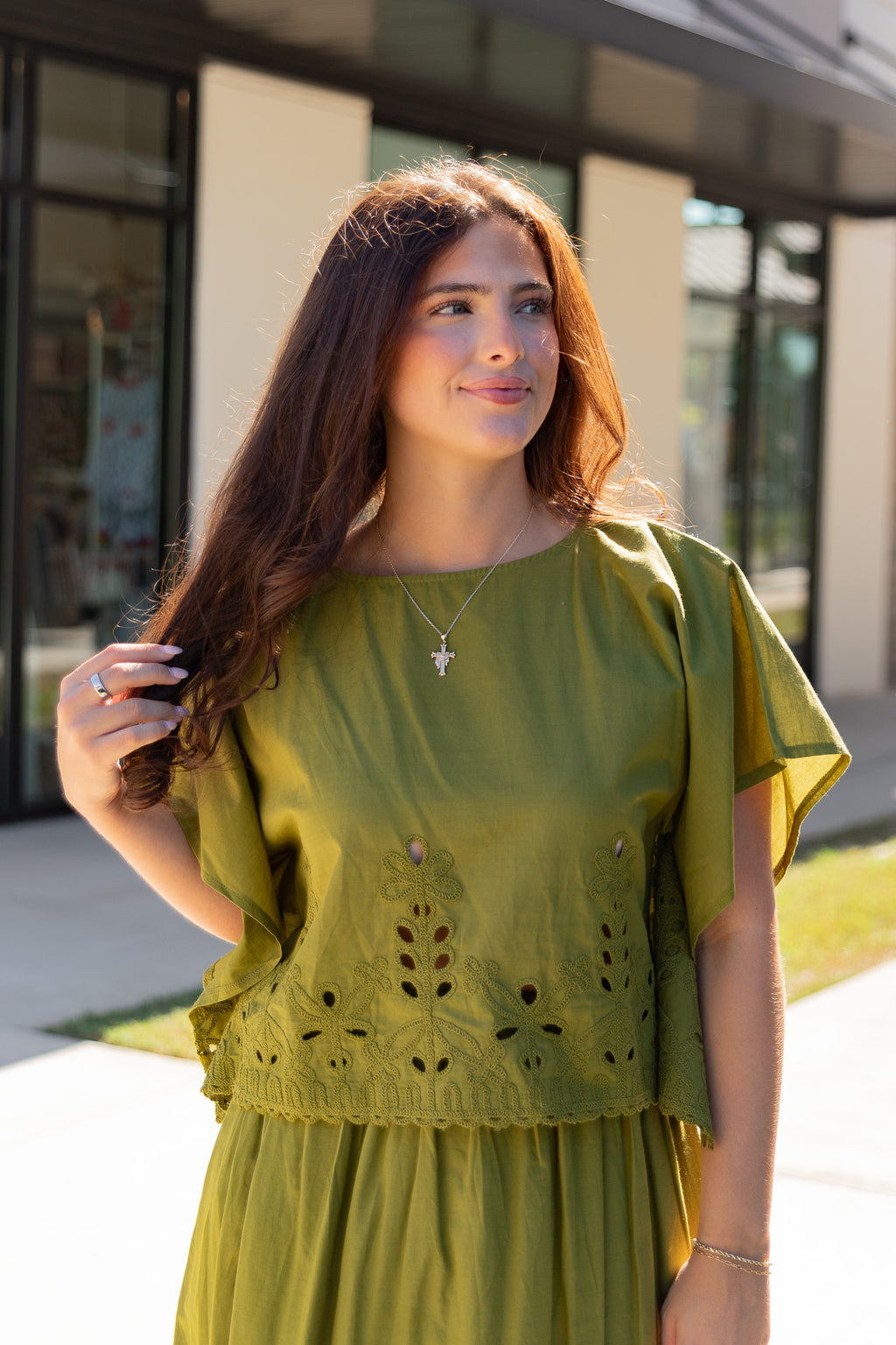 Lennon Eyelet Flutter Sleeve Top
